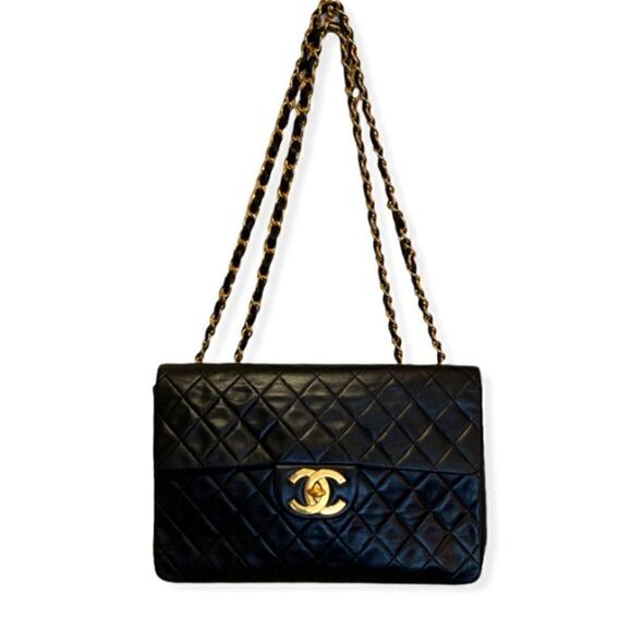 Classic Large Black Quilted Chanel Flap Bag - Picture 1 of 16